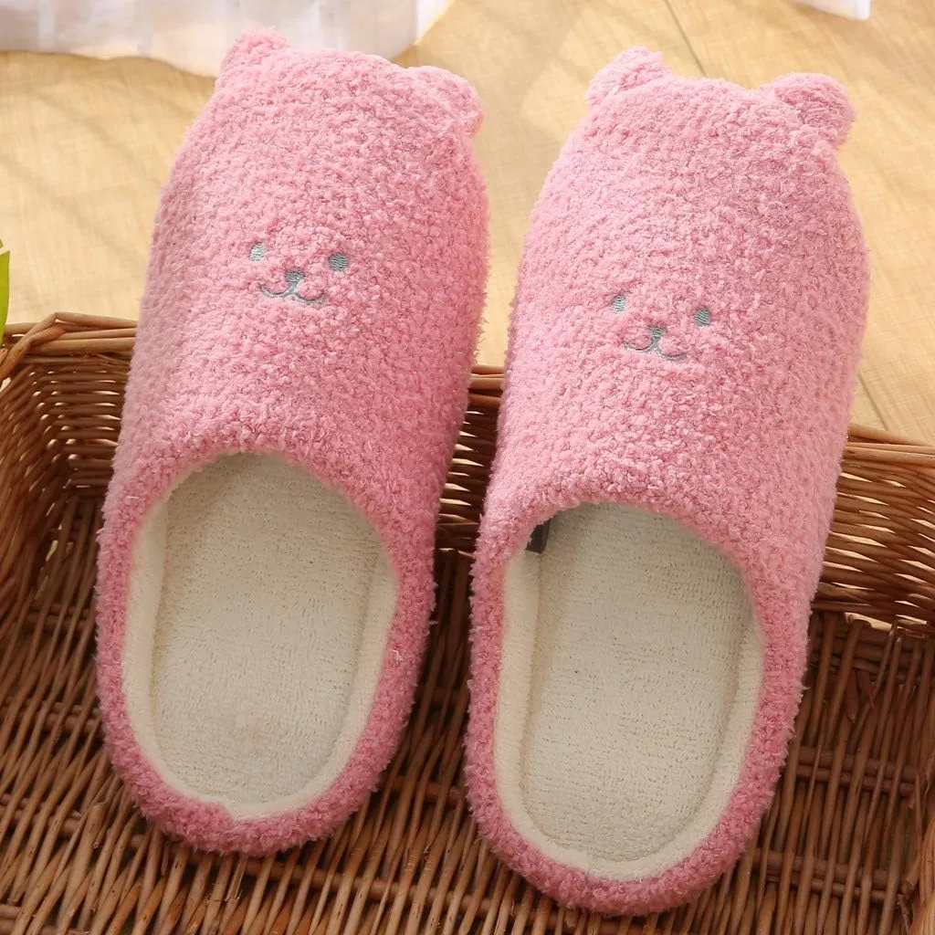 Cute House Slippers for Woman Warm Cozy Plush Fuzzy Cushion Slippers Cloud Bedroom House Shoes Indoor/Outdoor