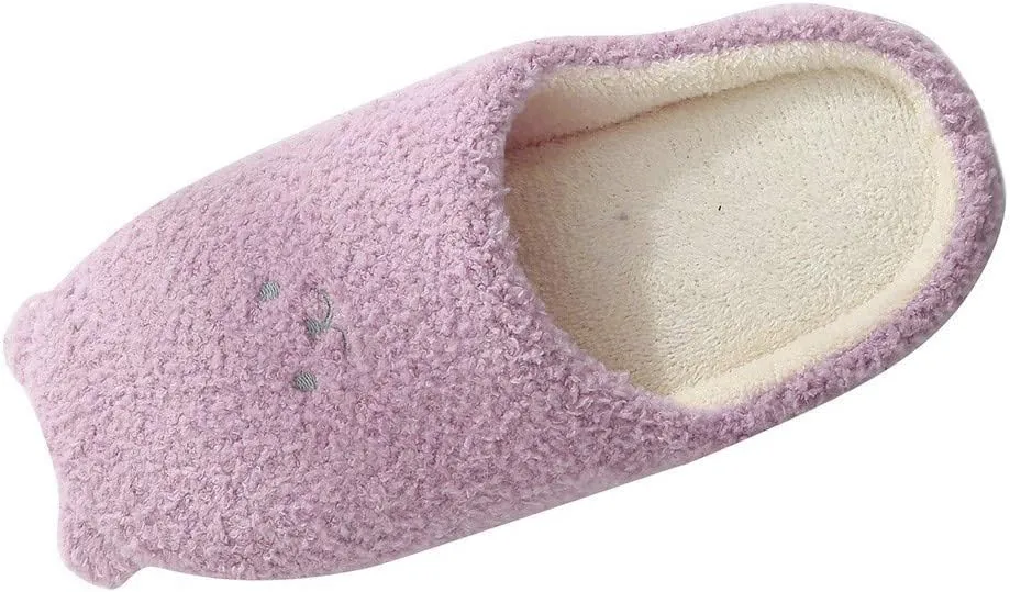 Cute House Slippers for Woman Warm Cozy Plush Fuzzy Cushion Slippers Cloud Bedroom House Shoes Indoor/Outdoor