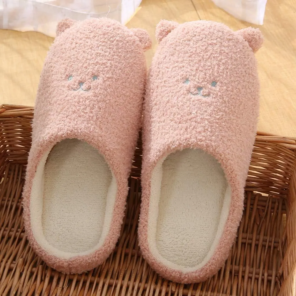 Cute House Slippers for Woman Warm Cozy Plush Fuzzy Cushion Slippers Cloud Bedroom House Shoes Indoor/Outdoor