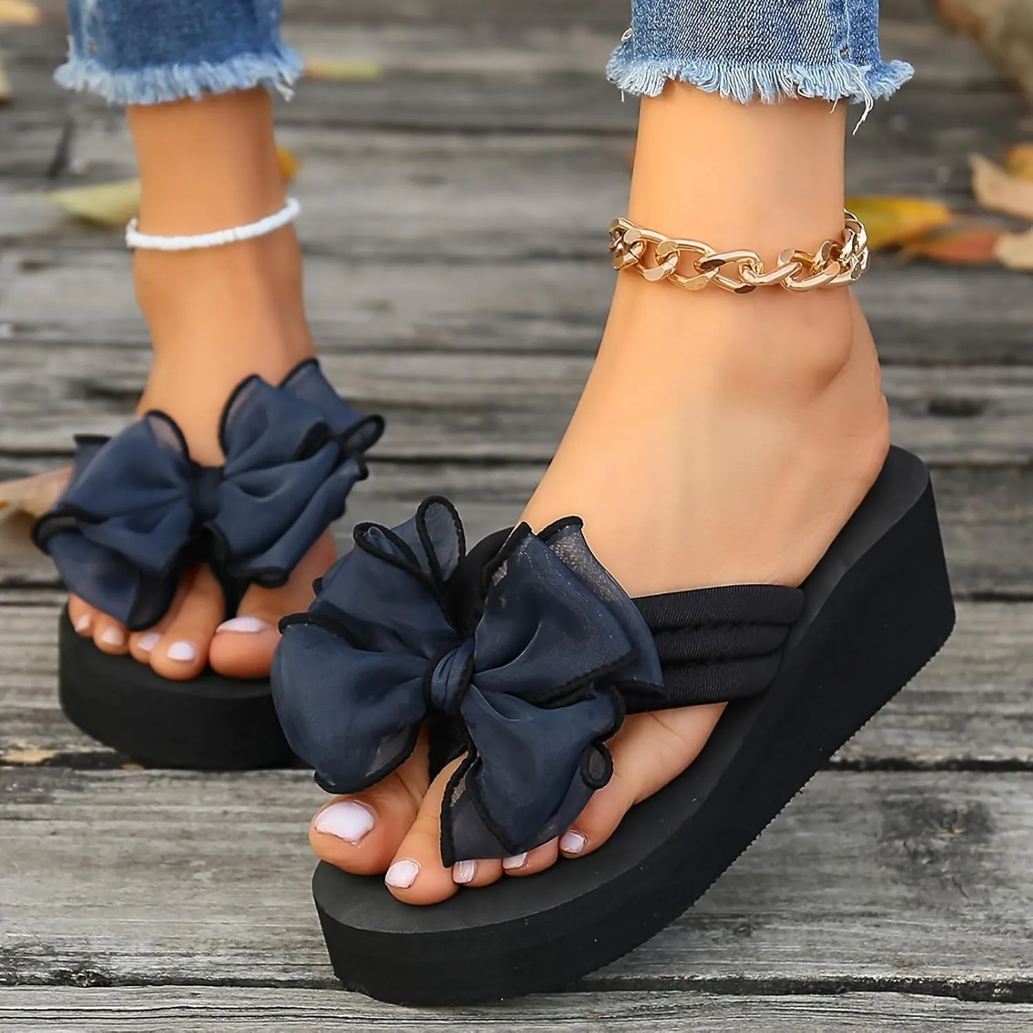 Dressy Sandal Comfortable Walking New Plus Size High Heeled Sandals for Women Fashion Beach Women's Shoes Non Slip Flip