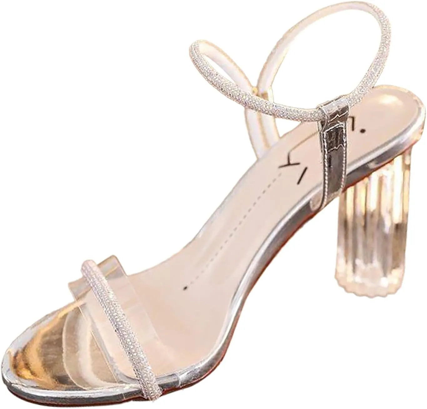 Dressy Summer Sandals Women Low Block Heel Comfortable Elastic Ankle Strap Open Toe Casual Wedge Shoes