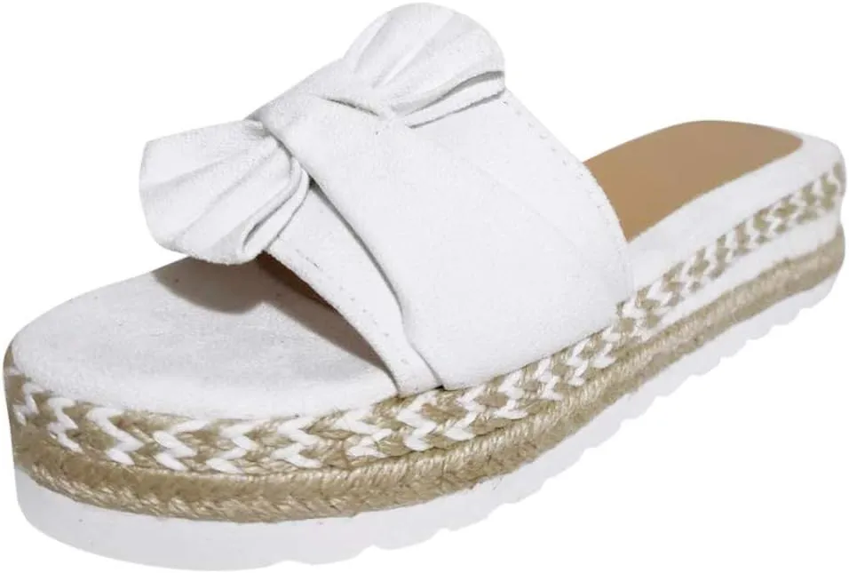 Eduavar Sandals for Women Dressy Summer, Sandals Women Dressy Breathable Open Toe Bow Sandals Women Weave Flat Beach Sandals
