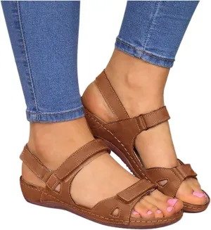 Eduavar Sandals for Women Dressy, Women Sandals Comfortable Low Wedge Sandals Ankle Strap Sandals Peep Toe Shoes