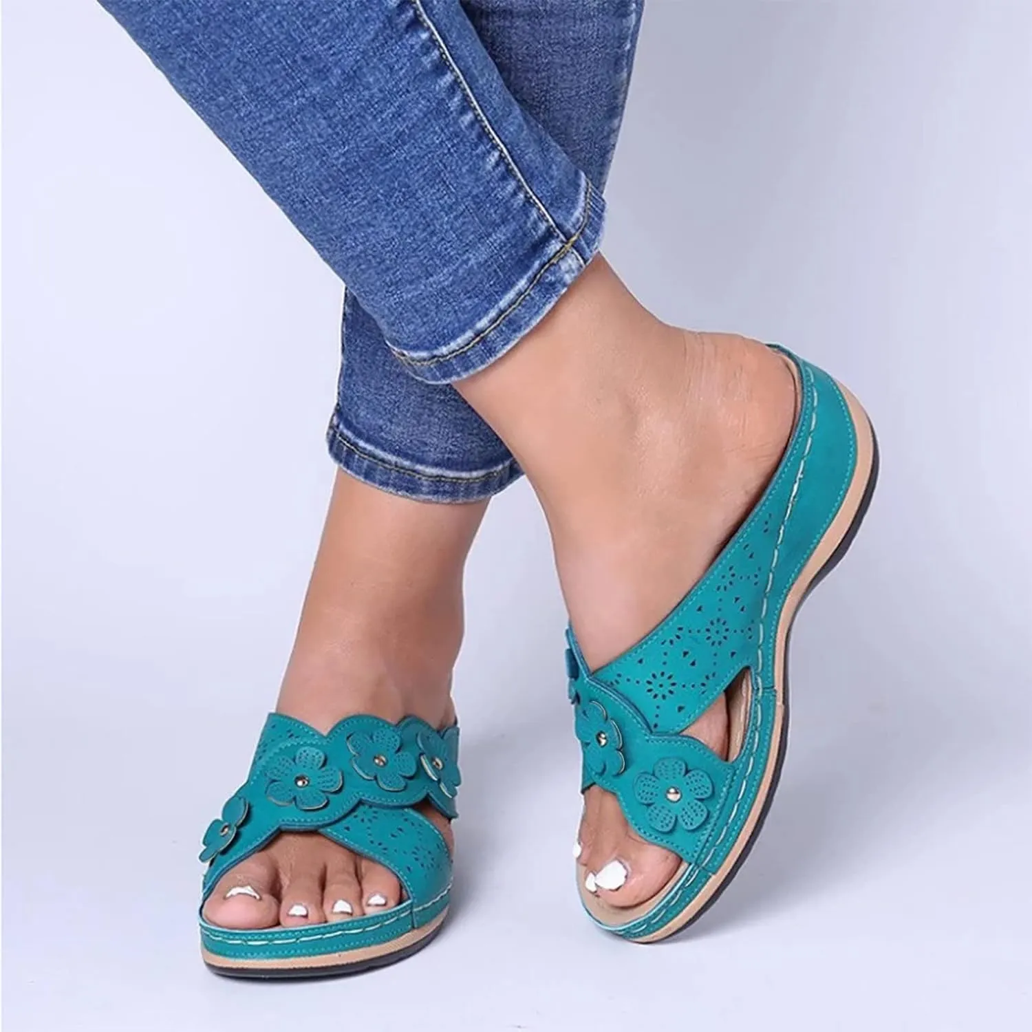 Fashion Slides Sandals for Women Open Toe Arch Support Slides Fashion Slippers Women's Pillow Slippers