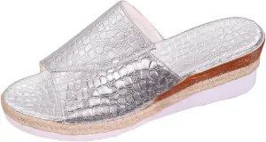 Fashion Wedge Sandals for Women Snakeskin Large Size Slippers Arch Support Slip On Sandals Women Clear Flat Sandals