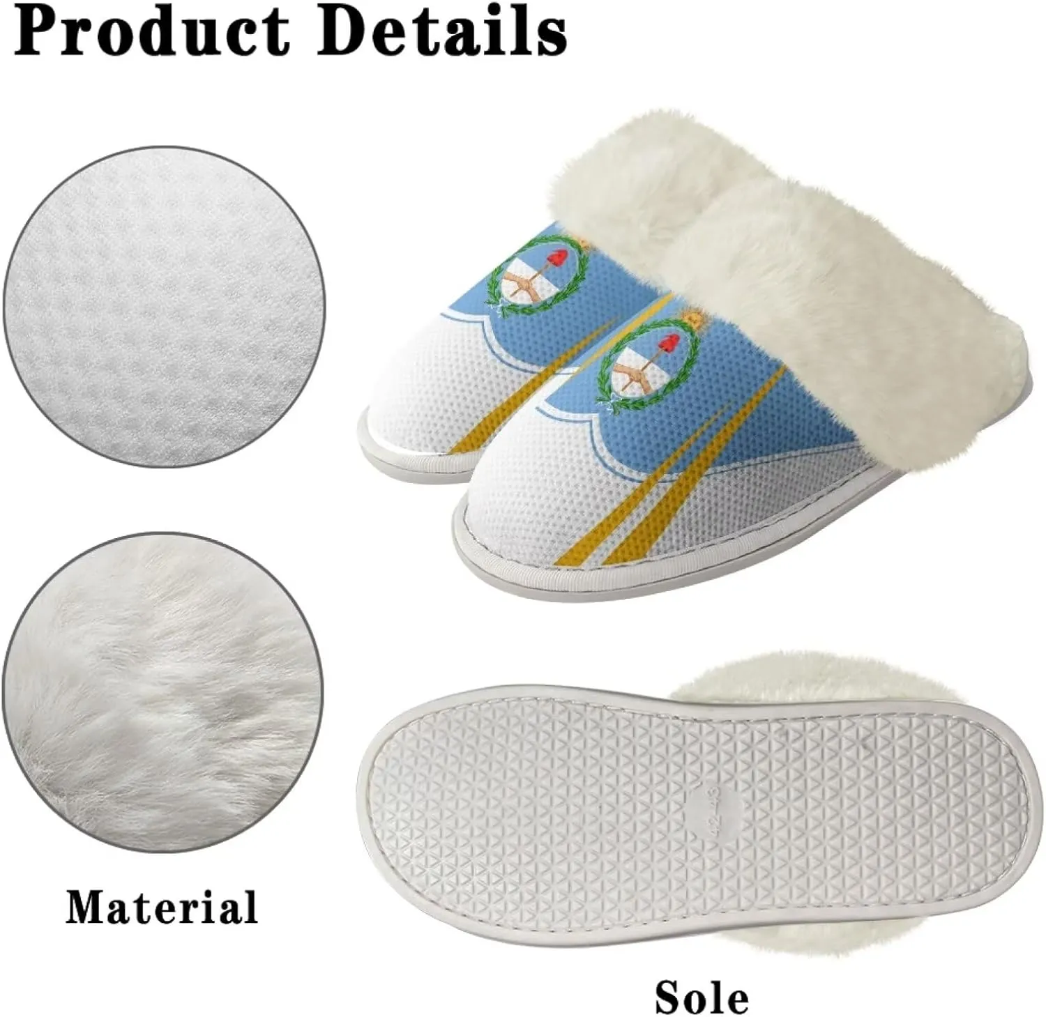 Flag Print Fuzzy Slippers Women Lightweight Anti Slip Fluffy Slippers with Arch Support