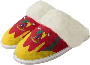 Flag Print Fuzzy Slippers Women Lightweight Anti Slip Fluffy Slippers with Arch Support