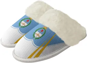 Flag Print Fuzzy Slippers Women Lightweight Anti Slip Fluffy Slippers with Arch Support