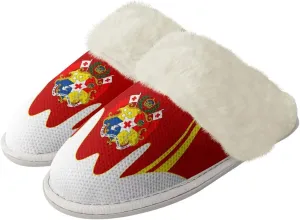 Flag Print Fuzzy Slippers Women Lightweight Anti Slip Fluffy Slippers with Arch Support