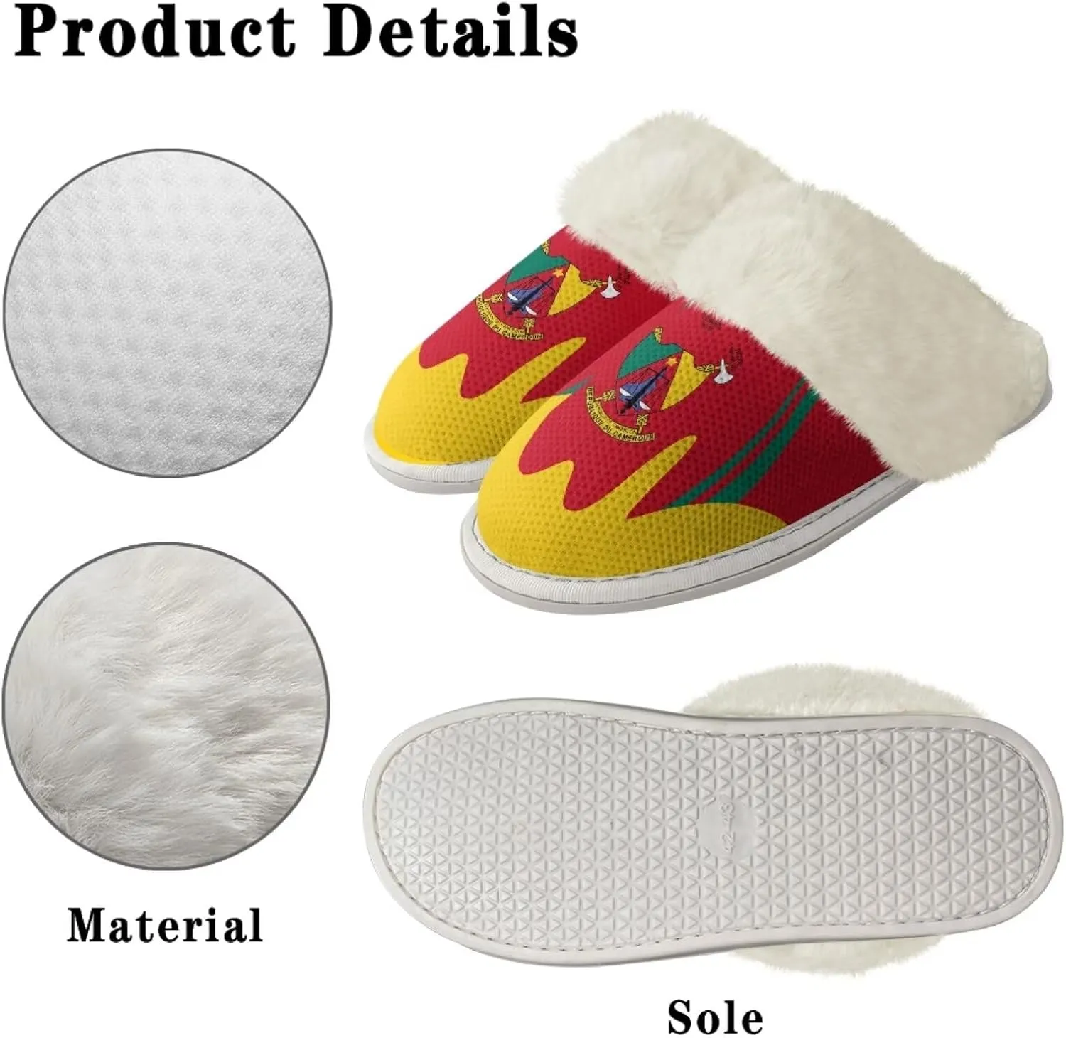 Flag Print Fuzzy Slippers Women Lightweight Anti Slip Fluffy Slippers with Arch Support
