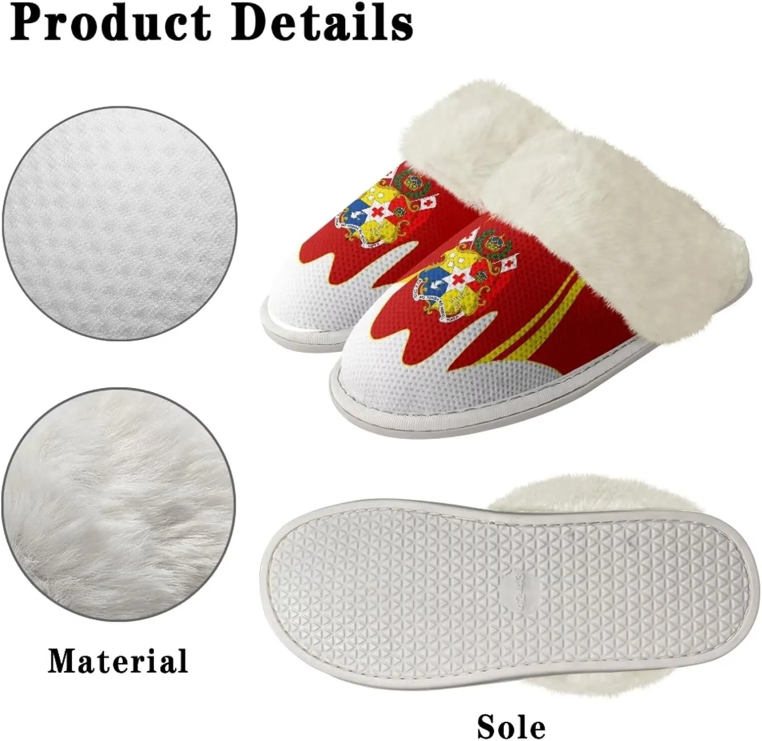 Flag Print Fuzzy Slippers Women Lightweight Anti Slip Fluffy Slippers with Arch Support