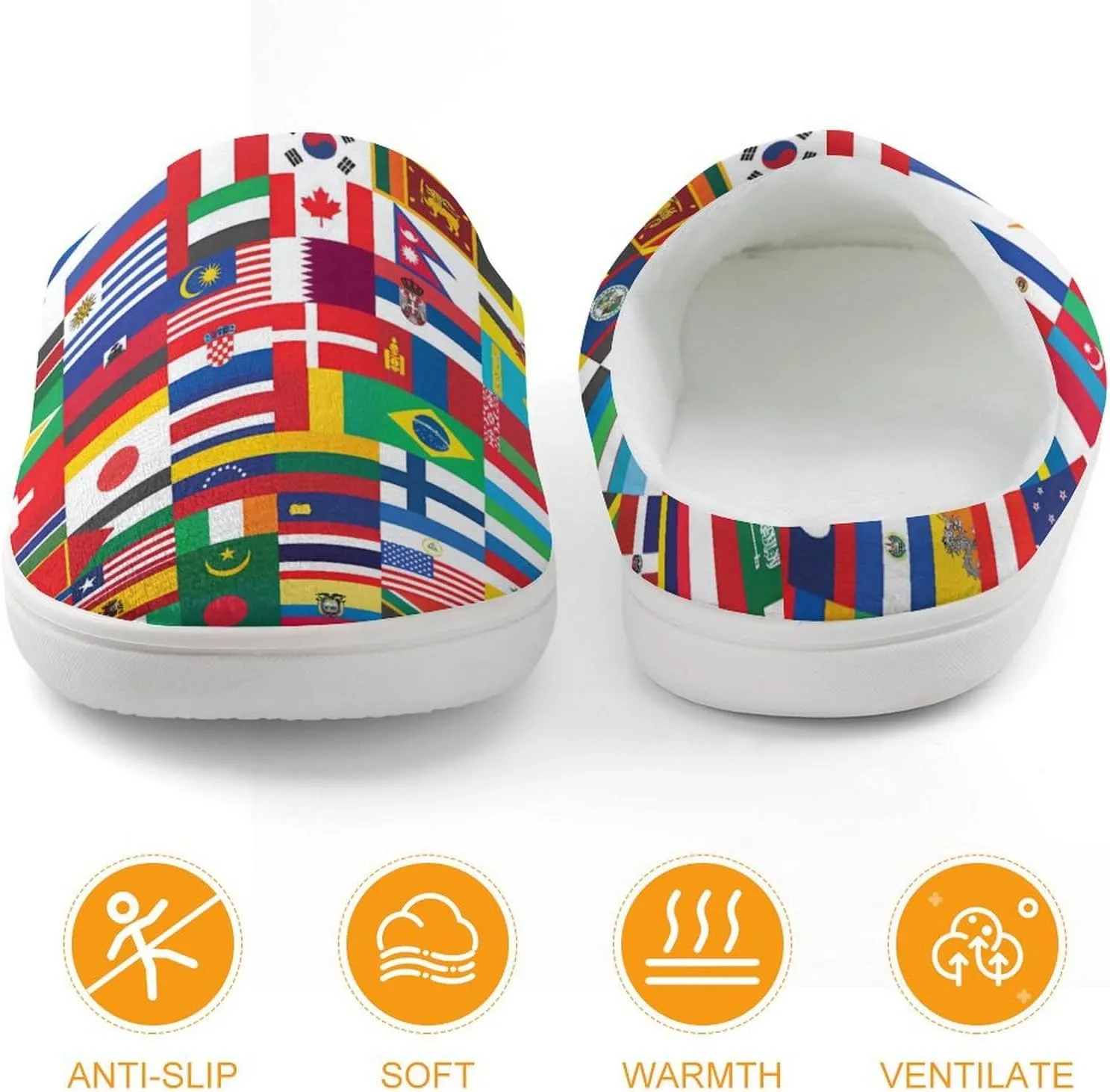 Flags of The World Cute Cotton Slippers Anti-slip House Shoe Slipper Indoor Outdoor