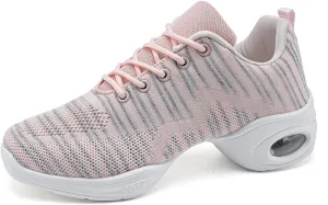 FLIOZY Women's Jazz Shoes Breathable Air Cushion Platform Modern Dance Shoes Athletic Walking Lace-up Sneakers