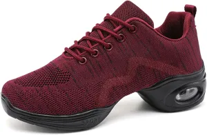 FLIOZY Women's Jazz Shoes Breathable Air Cushion Platform Modern Dance Shoes Athletic Walking Lace-up Sneakers