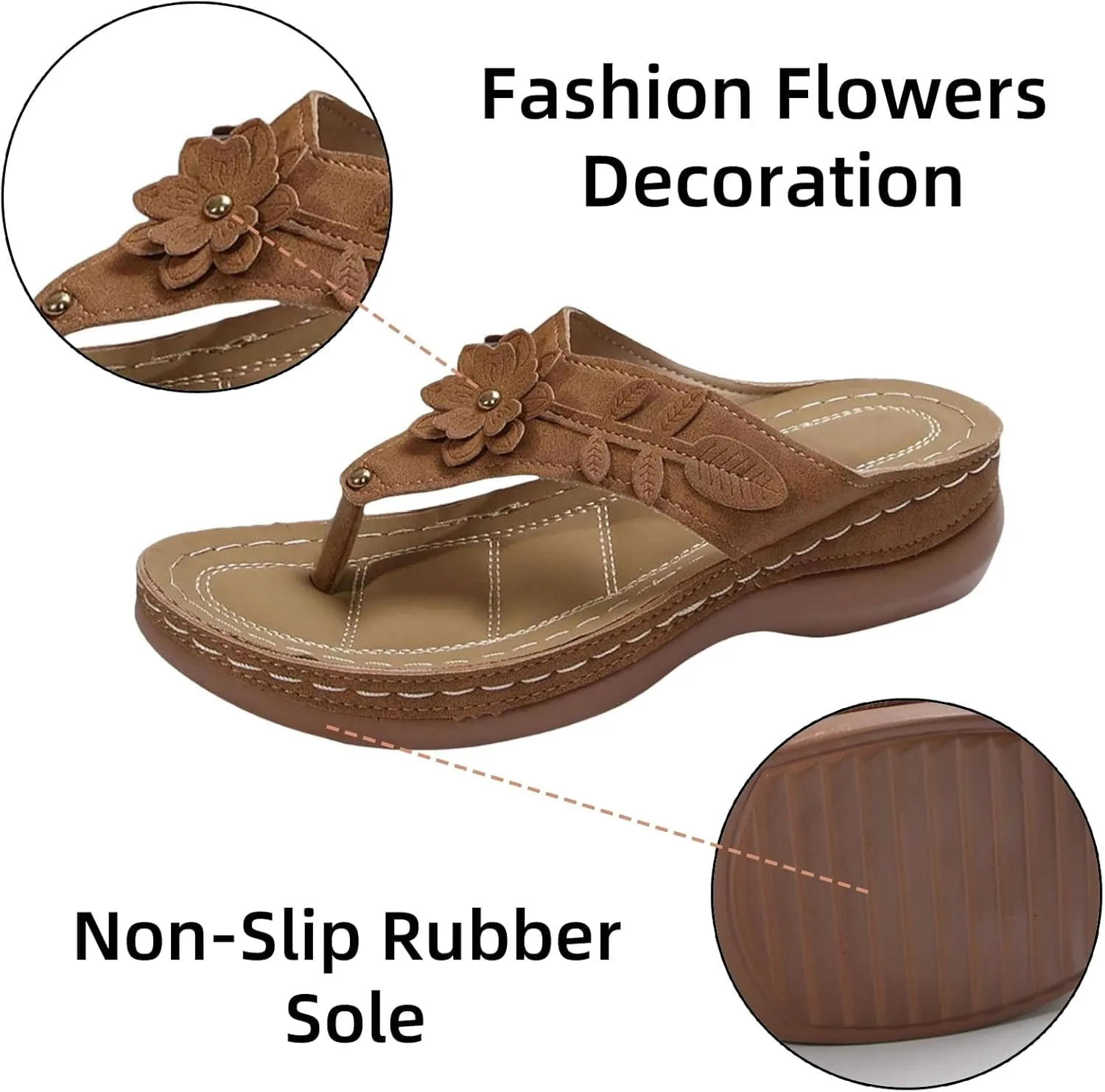 Flip Flops for Women 2025 Summer Beach Sandals Wedge Sandals for Women Comfortable Sandal with Arch Support Fashion Flip Flops Slip on Beach Dressy Sandal on Beach Trendy Shoes 2025