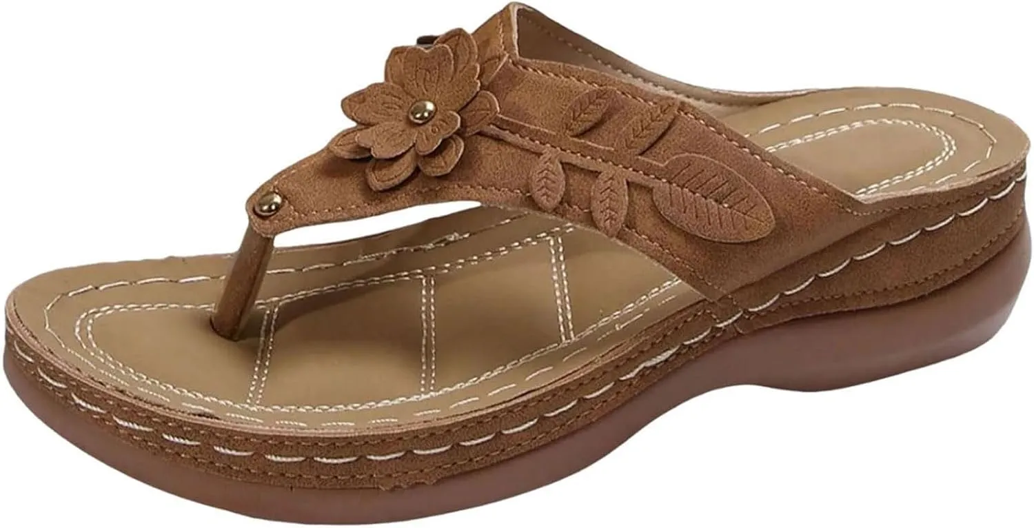 Flip Flops for Women 2025 Summer Beach Sandals Wedge Sandals for Women Comfortable Sandal with Arch Support Fashion Flip Flops Slip on Beach Dressy Sandal on Beach Trendy Shoes 2025
