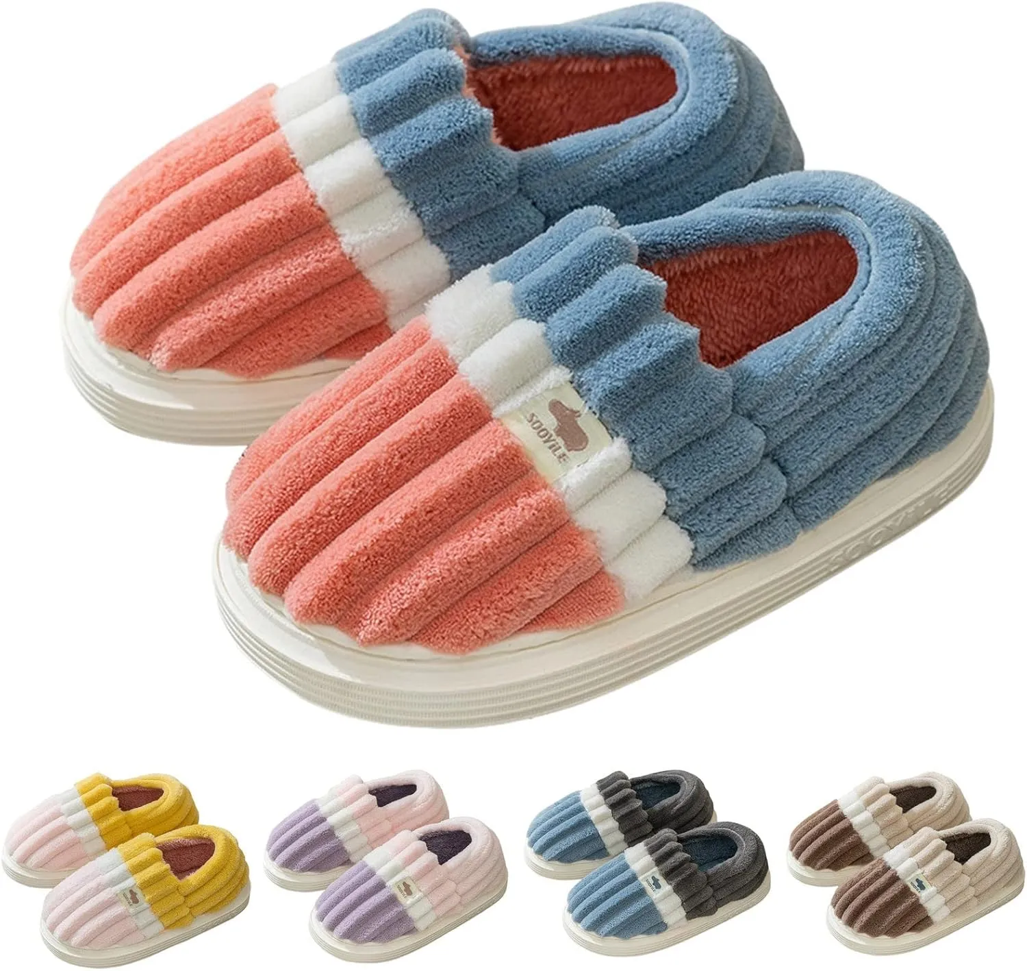 Gibobby Christmas Slippers for Women Memory Foam Loafers Fluffy Fur Soft Slippers Warm House Shoes Indoor Outdoor Winter