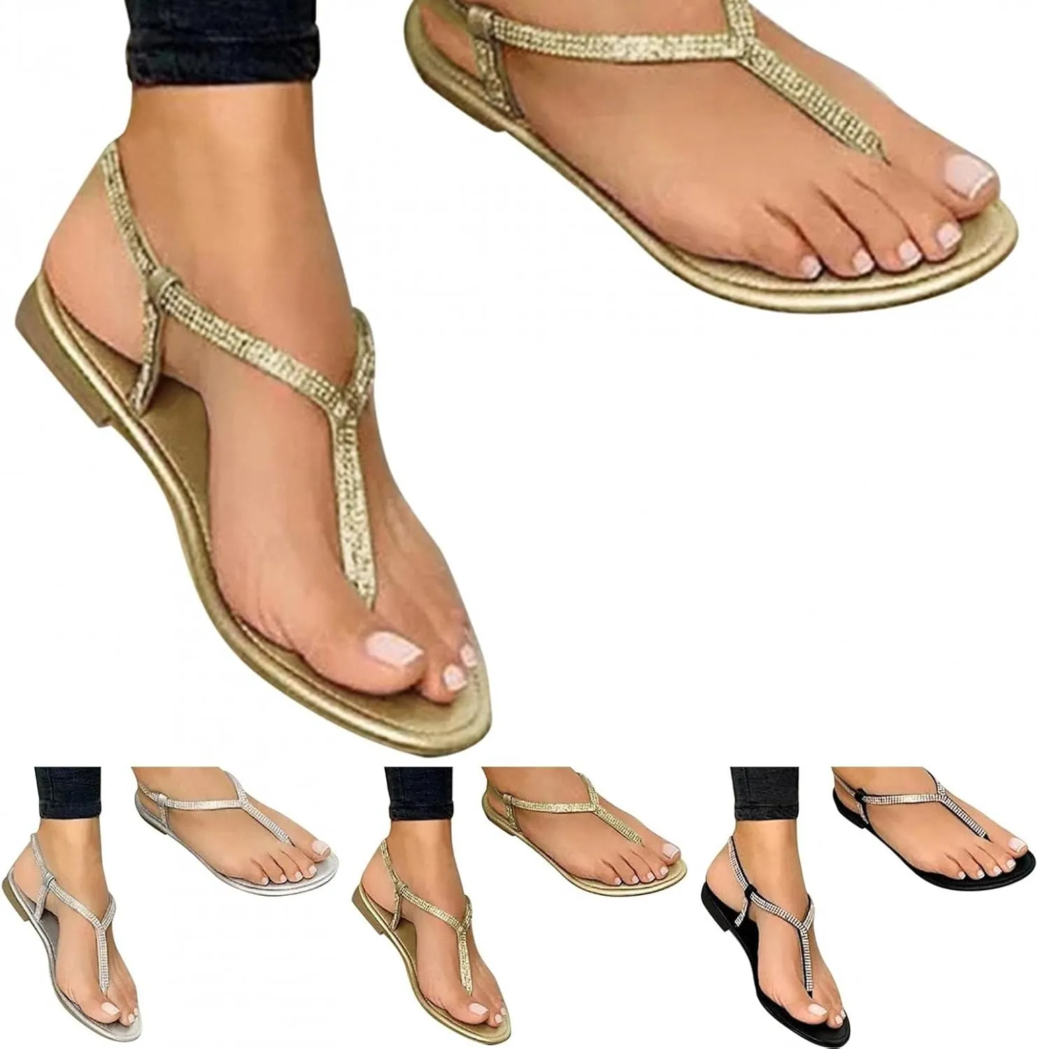Gibobby Sandals for Women Comfy Flat Summer Casual Elastic Flat Sandals Summer Beach Vocation Ankle Strap Flip Flop