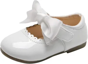 Girls Bow Sneaker Kids Flower Girl Dress Shoes Girl Ballet Flat Prty School Shoes Wedding Leather Soft Sole Non Slip