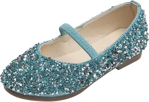 Girls Classic Slip on Mary Jane Ballet 𝗙lats Glitter Wedding P𝐚rty Bridesmaids Flower Girl Dress Shoes