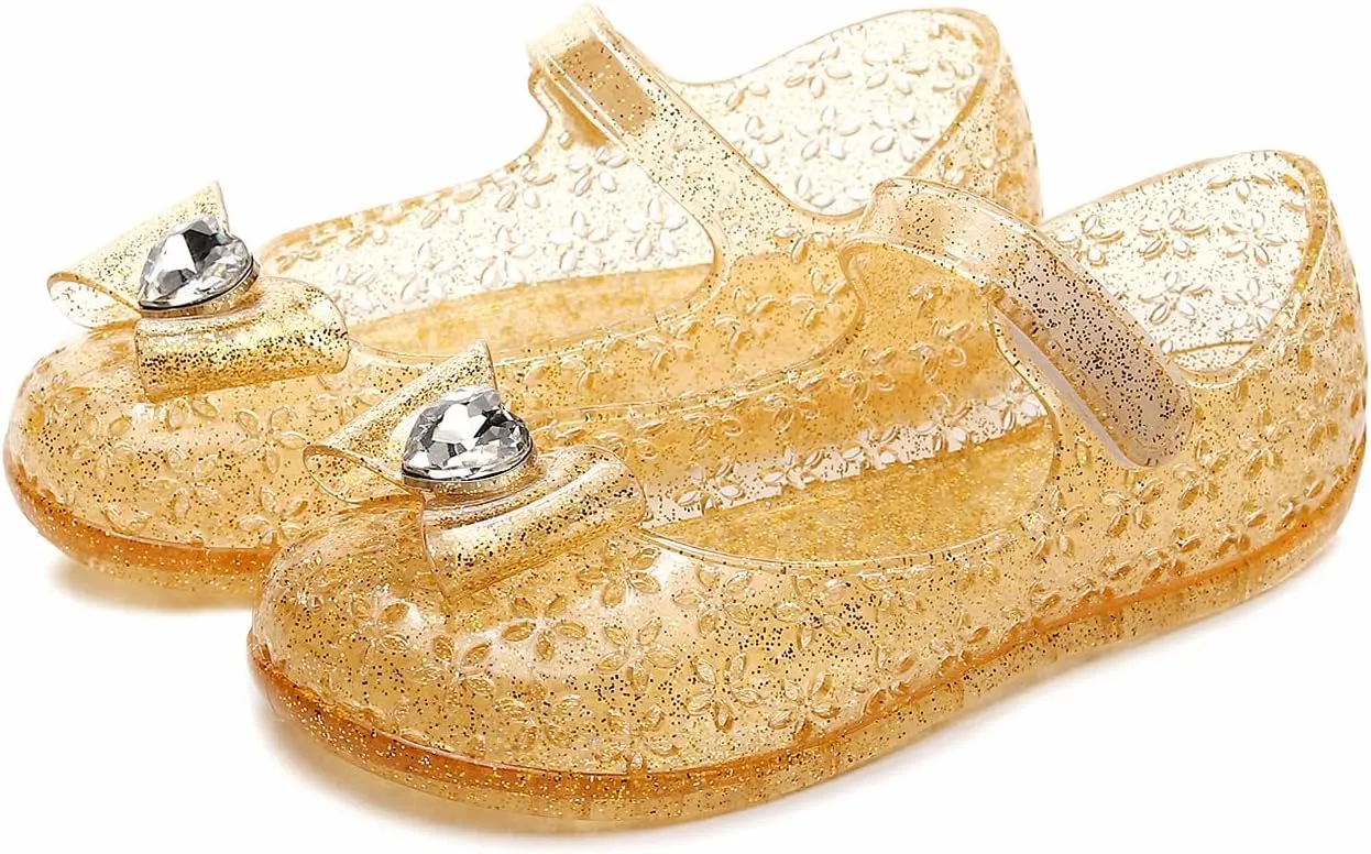 Girls Sweet Dot Bow Princess Sandals Shoes Mary Jane Jelly Shoes Kid's Flat for Toddler/Little Kid
