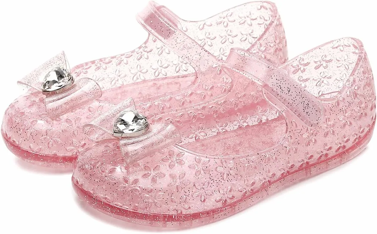 Girls Sweet Dot Bow Princess Sandals Shoes Mary Jane Jelly Shoes Kid's Flat for Toddler/Little Kid