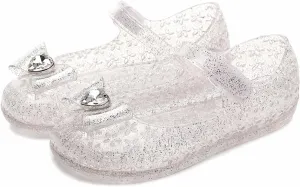 Girls Sweet Dot Bow Princess Sandals Shoes Mary Jane Jelly Shoes Kid's Flat for Toddler/Little Kid