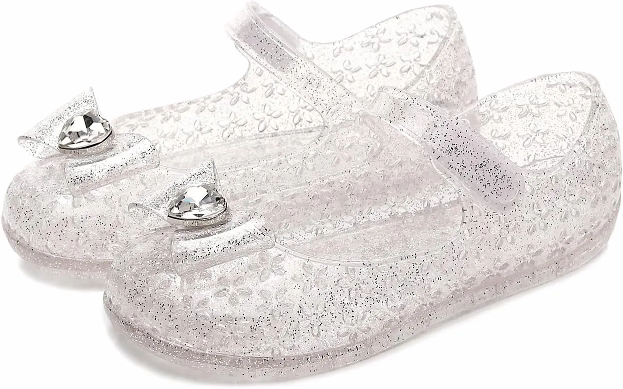 Girls Sweet Dot Bow Princess Sandals Shoes Mary Jane Jelly Shoes Kid's Flat for Toddler/Little Kid