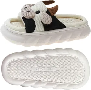GULAKY Cow Slippers for Women Fuzzy Cute Kawaii Shoes Super Warm Soft Sole Non-slip Lightweight
