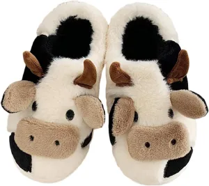 GULAKY Cow Slippers for Women Fuzzy Cute Kawaii Shoes Super Warm Soft Sole Non-slip Lightweight