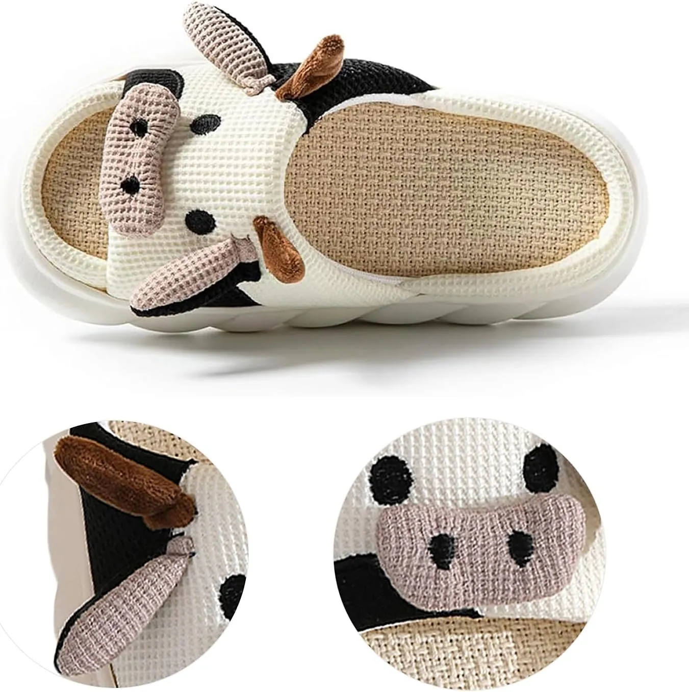 GULAKY Cow Slippers for Women Fuzzy Cute Kawaii Shoes Super Warm Soft Sole Non-slip Lightweight