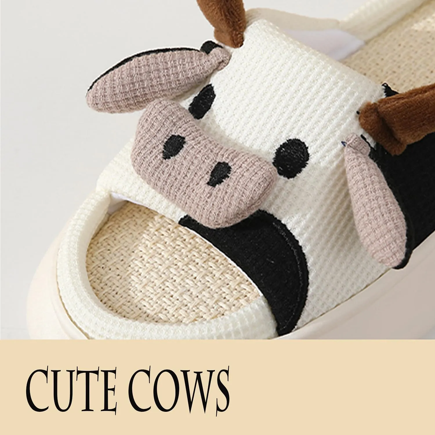 GULAKY Cow Slippers for Women Fuzzy Cute Kawaii Shoes Super Warm Soft Sole Non-slip Lightweight