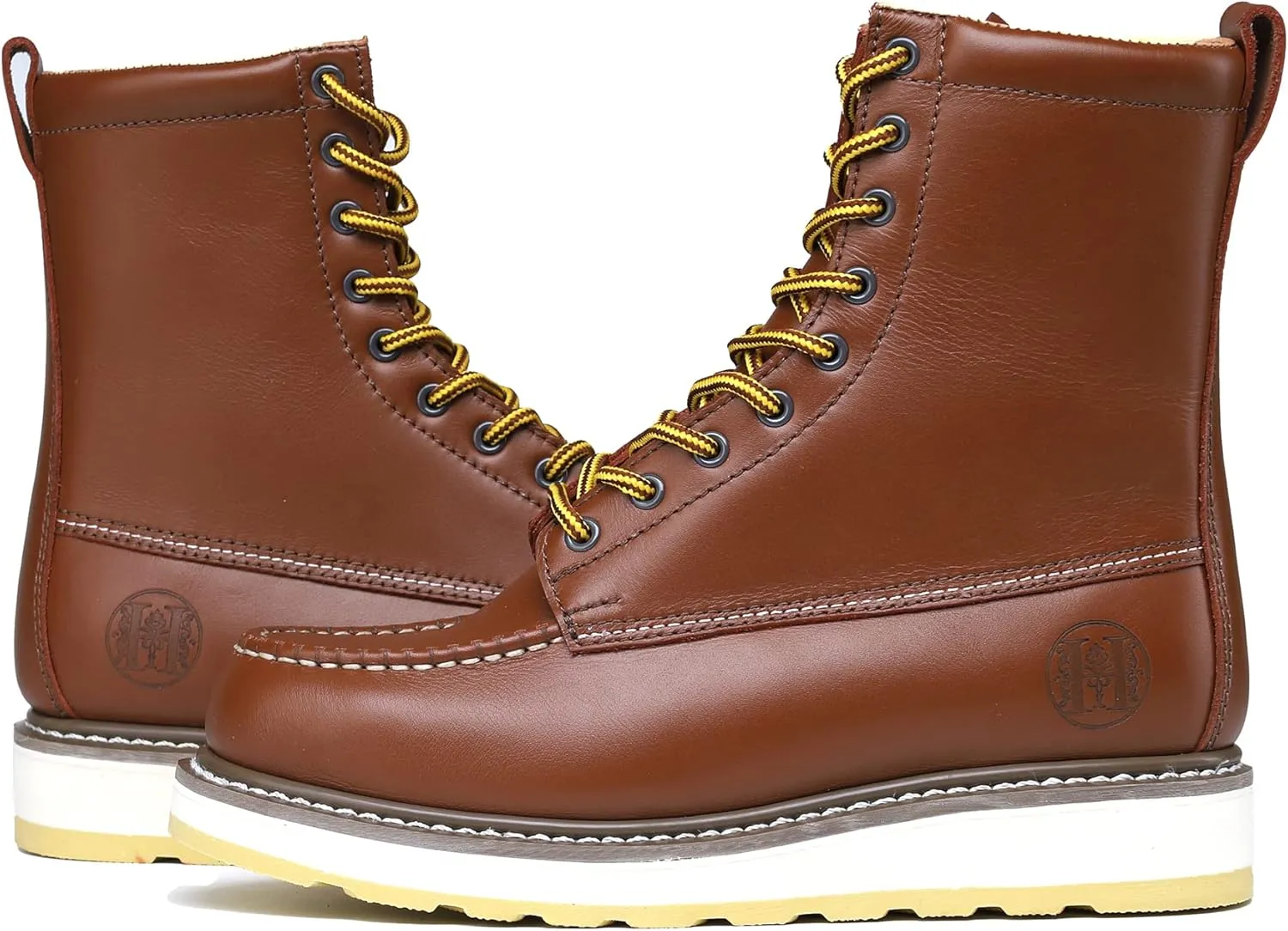 HANDPOINT Mens 8" SureTrack Soft Toe Slip Resistant Work Boots Comfortable Durable, 86994