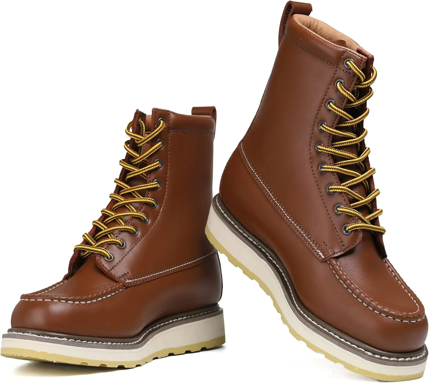 HANDPOINT Mens 8" SureTrack Soft Toe Slip Resistant Work Boots Comfortable Durable, 86994