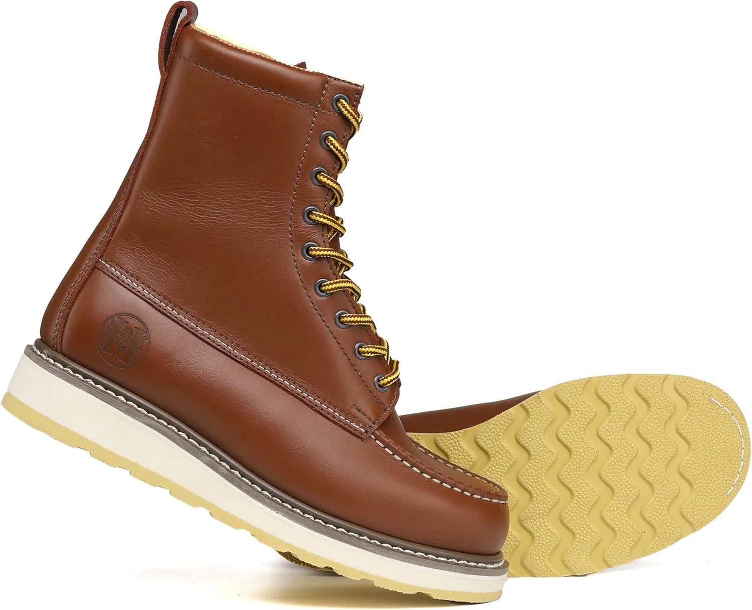 HANDPOINT Mens 8" SureTrack Soft Toe Slip Resistant Work Boots Comfortable Durable, 86994