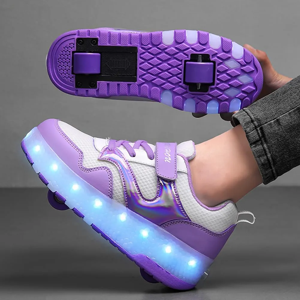 HHSTS Kids Shoes - New Upgraded with Wheels LED Light Color Shoes Shiny Roller Skates Skate Shoes Simple Kids Gifts Boys Girls The Best Gift for Party Birthday Christmas Day