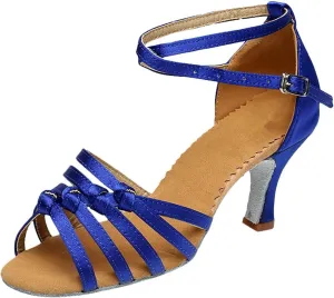 High Heel Sandals Women Open Toe Square Toe Strappy Chunky Heel Ankle Strap Party Shoes