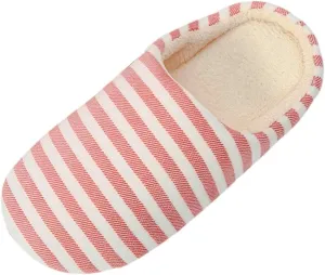 hlysgo Womens Fuzzy House Slipper Colorful Striped Lightweight Indoor Outdoor Winter Bed Slippers with Memory Foam