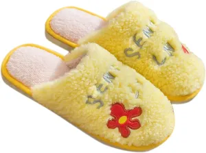House Slippers for Women Cute Comfy Faux Fur House Slipper Scuff Memory Foam Slip on Anti-Skid Sole