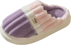 House Slippers for Women Fuzzy Unisex Memory Foam Soft Plush Fleece Lined Winter Indoor Shoes Anti-Skid Rubber Sole