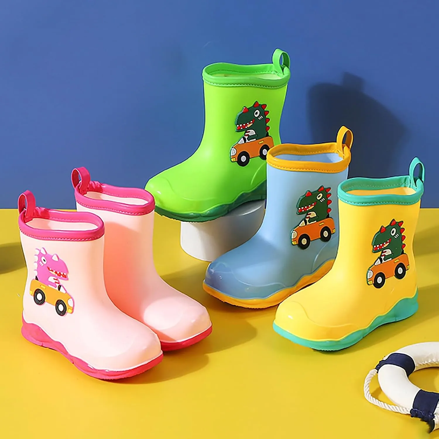 Kids Cartoon Dinosaur Printed Rain Shoes Shoes Outdoor Slip Boots Non Slip Rain Children's Shoes Kids Ankle Boots