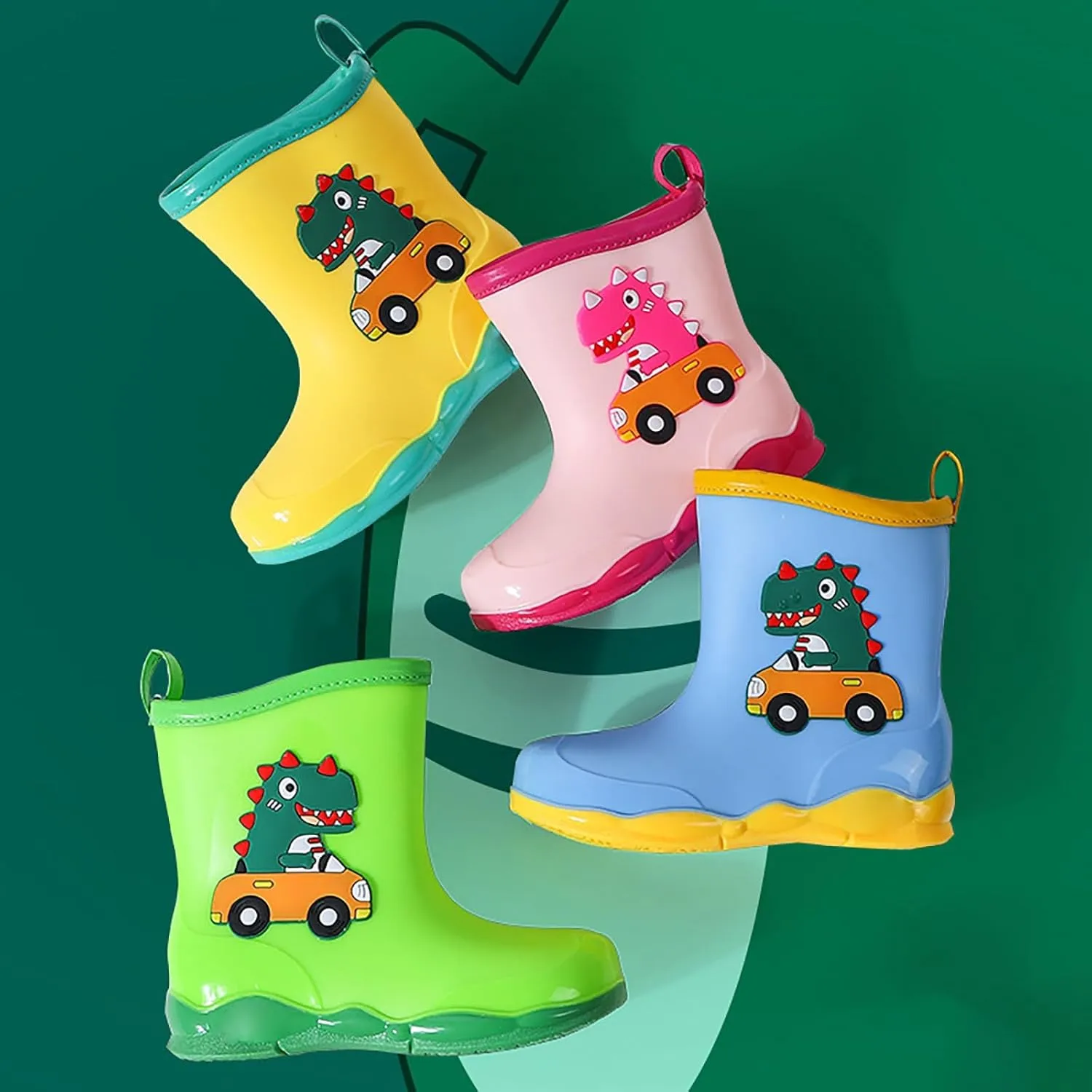 Kids Cartoon Dinosaur Printed Rain Shoes Shoes Outdoor Slip Boots Non Slip Rain Children's Shoes Kids Ankle Boots