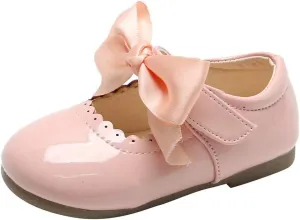 Kids Girls Leather Sneaker with Bows Toddler Baby Infant Newborn Soft Sole Ankle Flat Sport Shoes Outdoor Dance Shoes