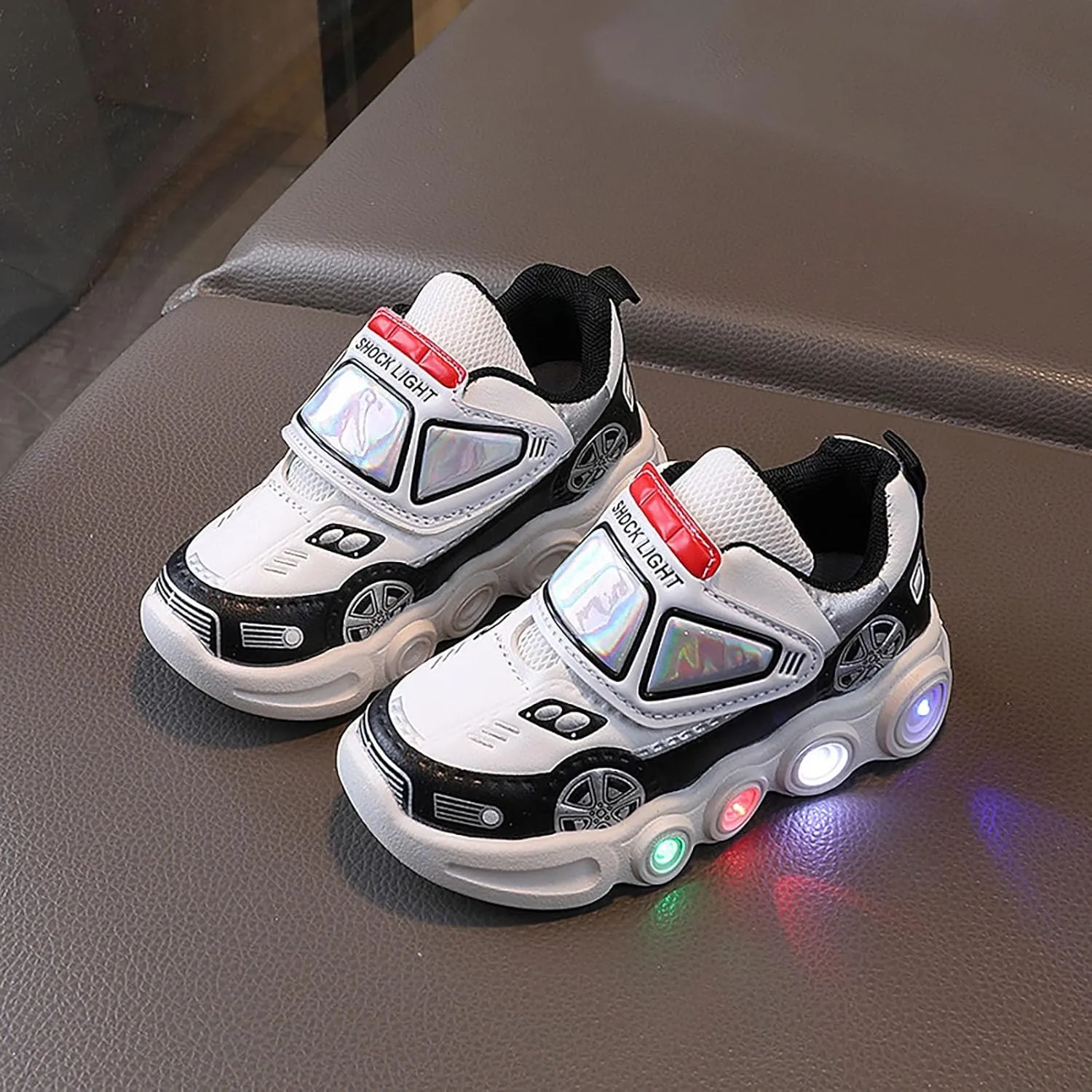 Kids' Light-Up Flashing Sneaker Athletic Running Shoes with Strap Fashionable Fun for Boys Girls Toddler Little Kid