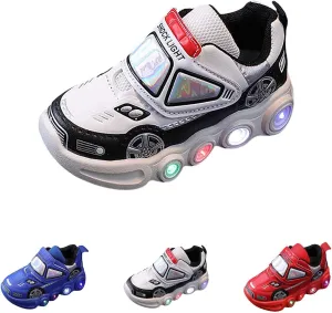 Kids' Light-Up Flashing Sneaker Athletic Running Shoes with Strap Fashionable Fun for Boys Girls Toddler Little Kid