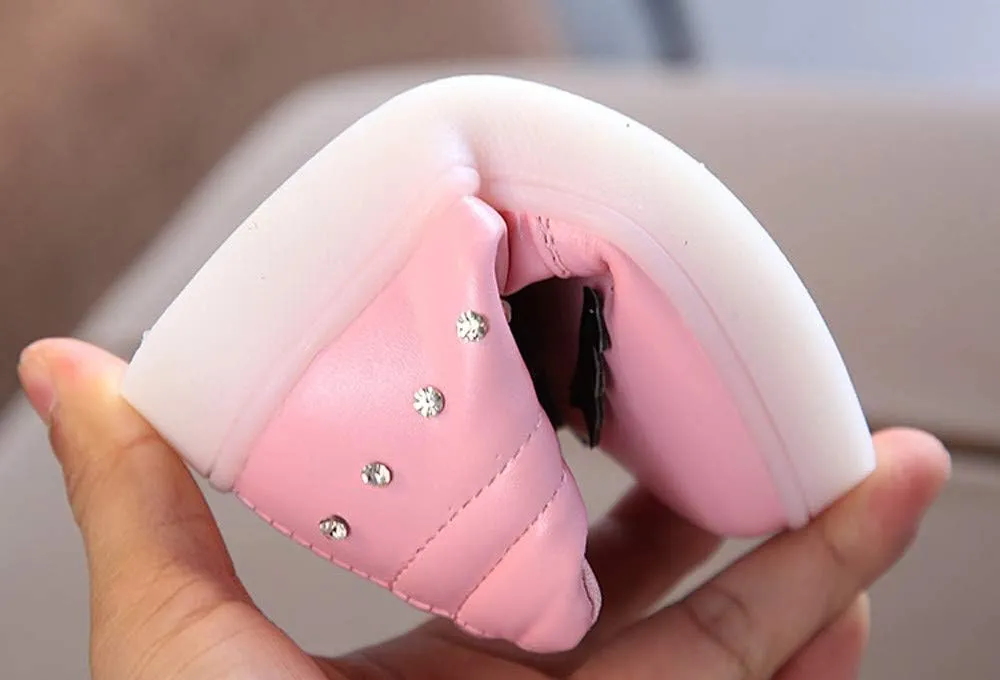 Kid's Light up Shoes Bowknot Diamond Led Zipper Shoes Boys Girls aterproof Flashing Trainer High Top Sneaker