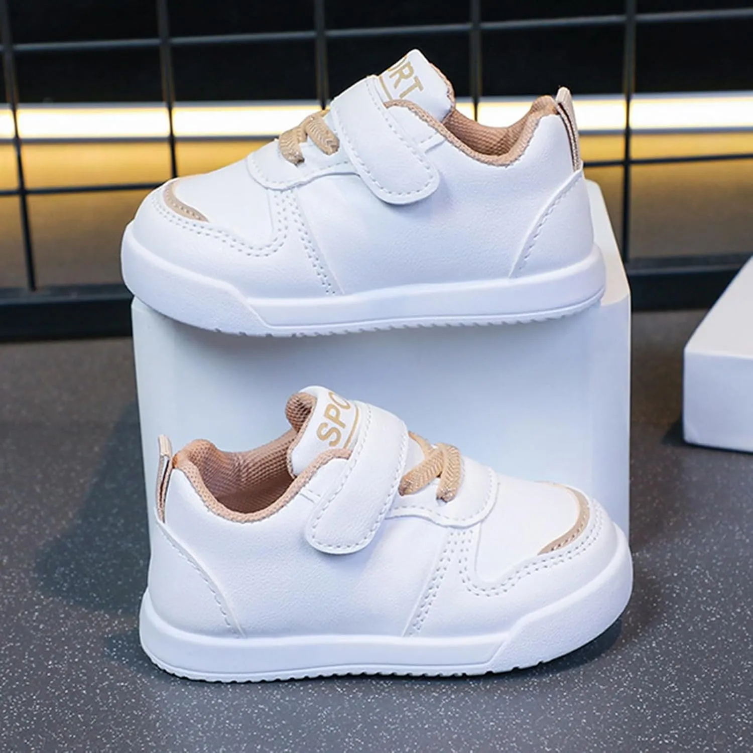 Kids Running Sport Shoes Baby Boys Girls Hook and Loops Ankle Flat Sneaker Light Breathable Comfy Casual Shoes Fashion