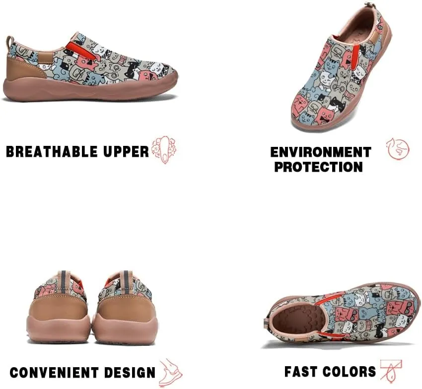 Kids Shoes Boys Girls Slip On Loafers Cartoon Comfort Lightweight Soft Sole Anti-Slip Sneakers Art Painted Walking Travel Shoes