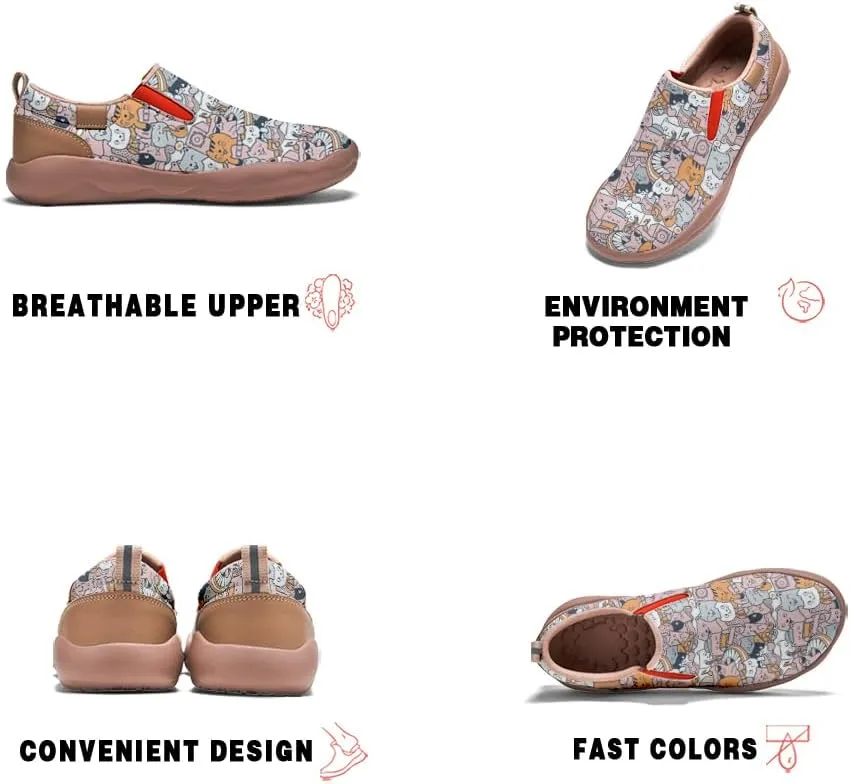 Kids Shoes Boys Girls Slip On Loafers Cartoon Comfort Lightweight Soft Sole Anti-Slip Sneakers Art Painted Walking Travel Shoes