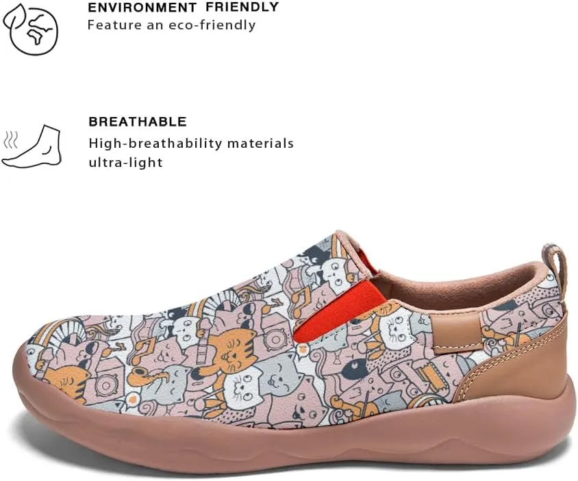 Kids Shoes Boys Girls Slip On Loafers Cartoon Comfort Lightweight Soft Sole Anti-Slip Sneakers Art Painted Walking Travel Shoes